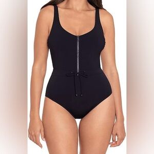 New Skinny‎ Dippers Jippa Zip Lock One Piece Swimsuit Black Size XL NWT